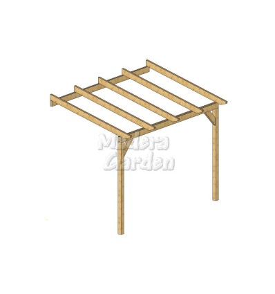 Pérgolas de madera adosadas con inclinación