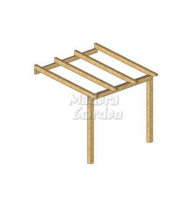 Pérgolas de madera adosadas con inclinación