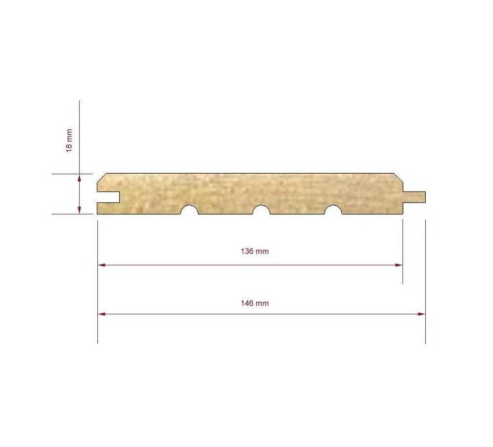 Tarima de madera machihembrada de 18 x 146 mm