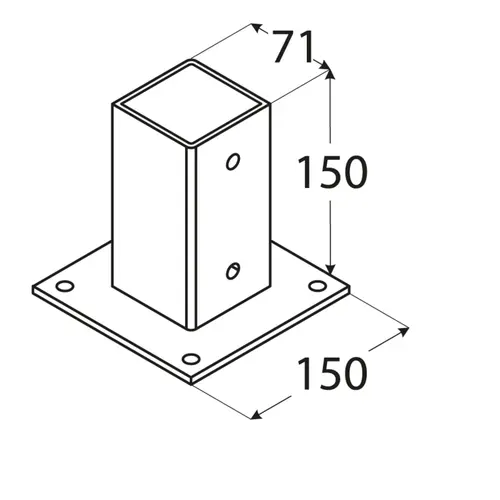 soporte tulipa para poste de madera de 70x70mm