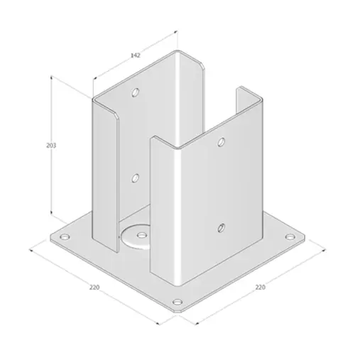 soporte tulipa abierto para poste de madera 140x140mm