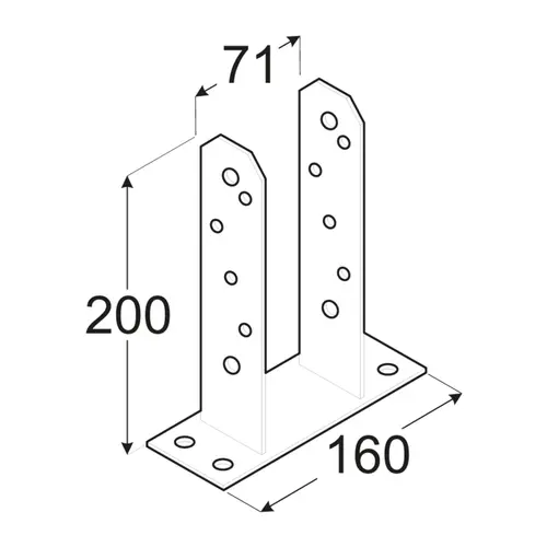 soporte con alas para poste de madera 70x70mm
