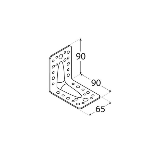 Escuadra reforzada de 90x90x65mm