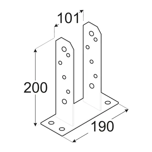 Soporte con alas para poste de 100x100mm - Imagen 2