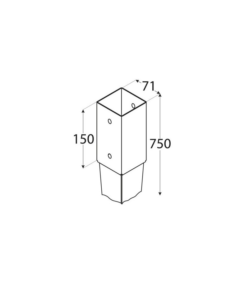 Soporte con punta para poste de 70x70mm - Imagen 2