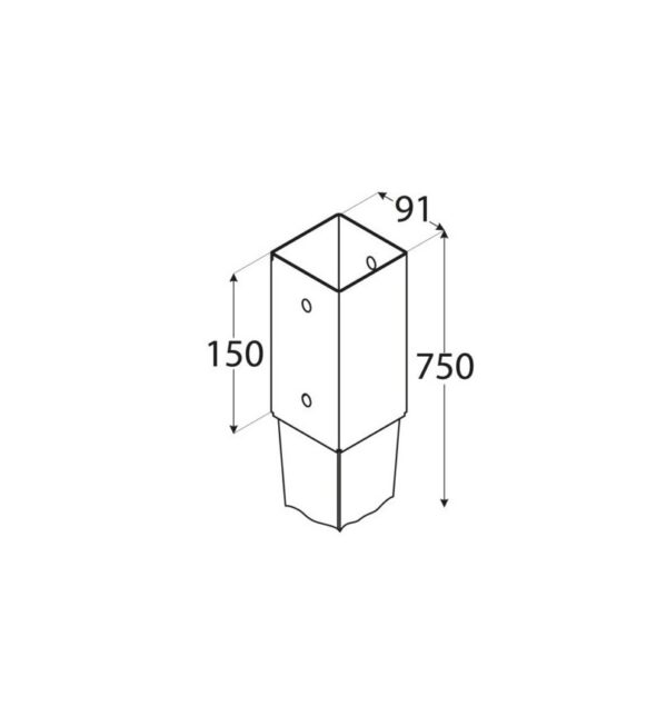 Soporte con punta para poste de 90x90mm